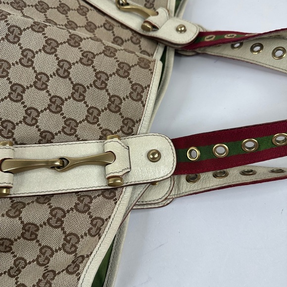 GUCCI Grommet Canvas GG sherryline tote bag - Picture 6 of 13